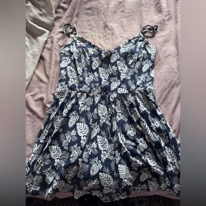 Forever 21 Navy and White Floral Romper
